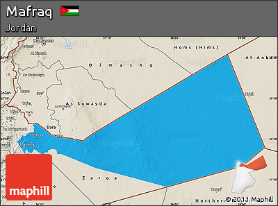 Political Map of Mafraq, shaded relief outside