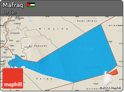 Political Map of Mafraq, shaded relief outside