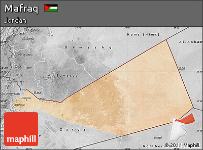 Satellite Map of Mafraq, desaturated