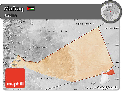 Satellite Map of Mafraq, desaturated
