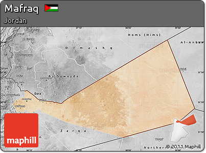 Satellite Map of Mafraq, desaturated