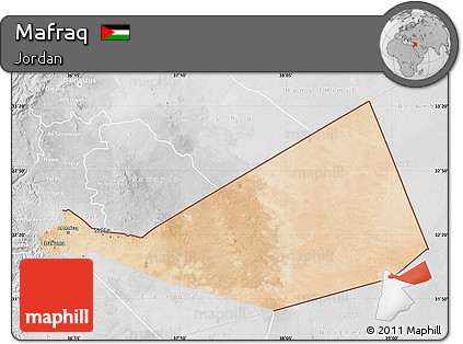 Satellite Map of Mafraq, lighten, desaturated
