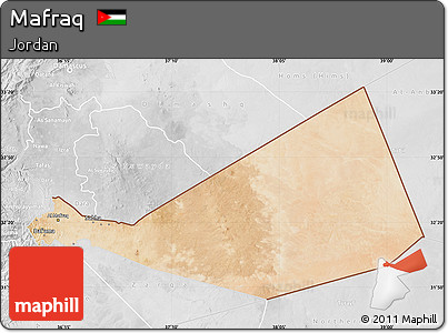 Satellite Map of Mafraq, lighten, desaturated