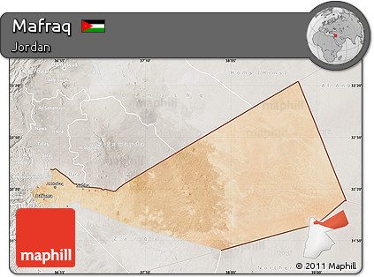 Satellite Map of Mafraq, lighten, semi-desaturated