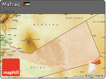 Satellite Map of Mafraq, physical outside