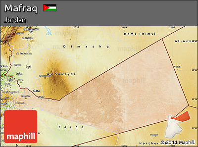 Satellite Map of Mafraq, physical outside