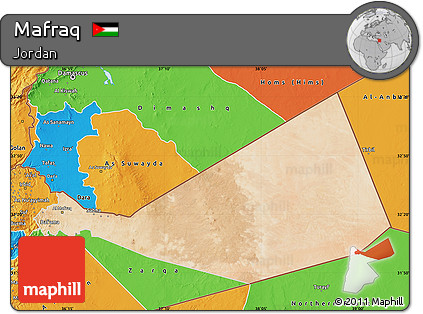 Satellite Map of Mafraq, political outside