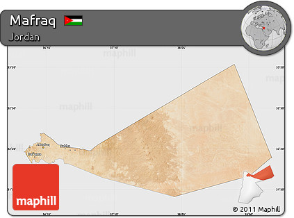 Satellite Map of Mafraq, single color outside