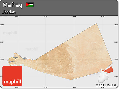 Satellite Map of Mafraq, single color outside
