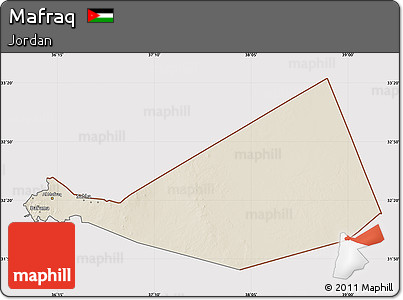 Shaded Relief Map of Mafraq, cropped outside