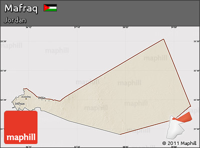 Shaded Relief Map of Mafraq, cropped outside