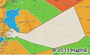 Shaded Relief Map of Mafraq, political outside