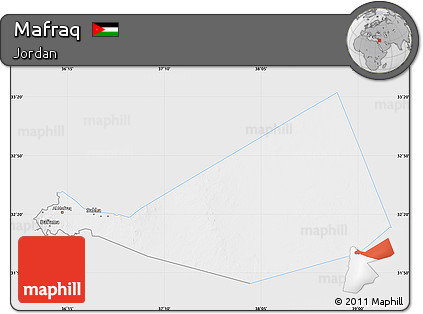 Silver Style Map of Mafraq, single color outside