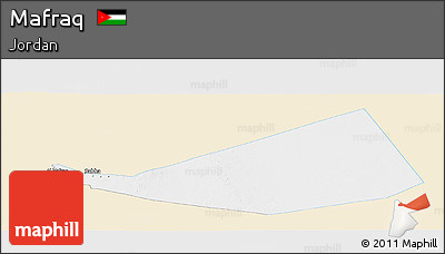 Classic Style Panoramic Map of Mafraq, single color outside