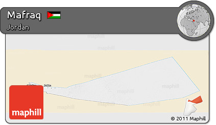 Classic Style Panoramic Map of Mafraq, single color outside