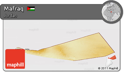 Physical Panoramic Map of Mafraq, cropped outside