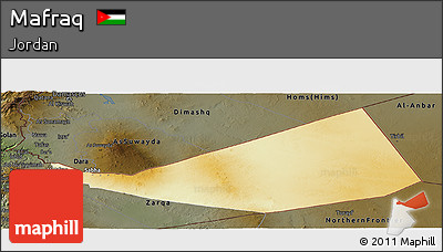 Physical Panoramic Map of Mafraq, darken