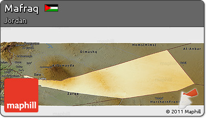 Physical Panoramic Map of Mafraq, darken