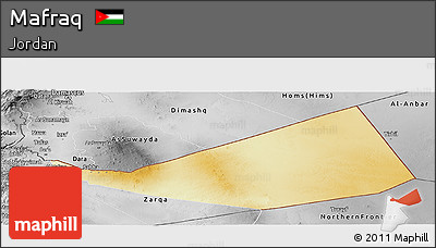 Physical Panoramic Map of Mafraq, desaturated