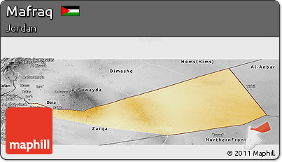 Physical Panoramic Map of Mafraq, desaturated