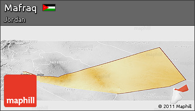 Physical Panoramic Map of Mafraq, lighten, desaturated