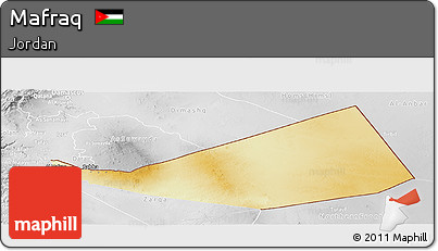 Physical Panoramic Map of Mafraq, lighten, desaturated