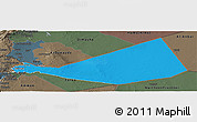 Political Panoramic Map of Mafraq, darken, semi-desaturated