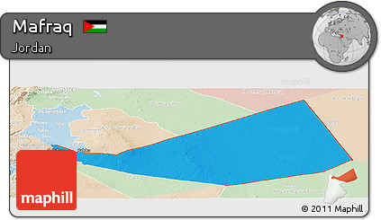 Political Panoramic Map of Mafraq, lighten