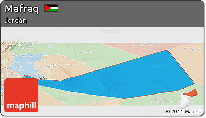 Political Panoramic Map of Mafraq, lighten