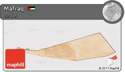 Satellite Panoramic Map of Mafraq, cropped outside