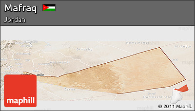 Satellite Panoramic Map of Mafraq, lighten
