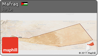 Satellite Panoramic Map of Mafraq, lighten
