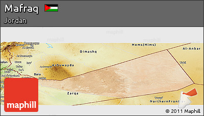 Satellite Panoramic Map of Mafraq, physical outside
