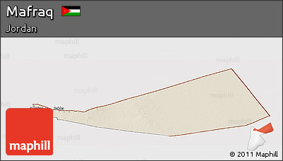 Shaded Relief Panoramic Map of Mafraq, cropped outside