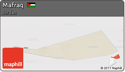 Shaded Relief Panoramic Map of Mafraq, single color outside