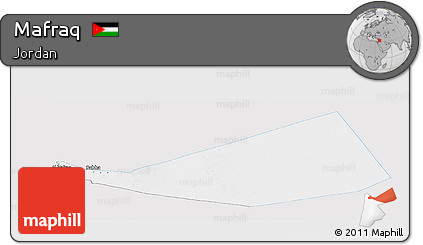Silver Style Panoramic Map of Mafraq, single color outside