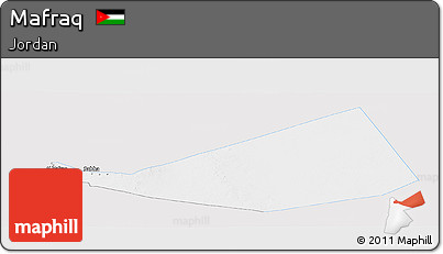 Silver Style Panoramic Map of Mafraq, single color outside