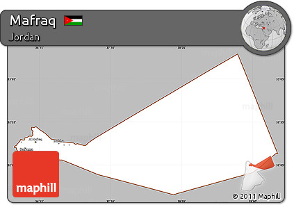 Gray Simple Map of Mafraq, cropped outside
