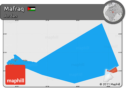 Political Simple Map of Mafraq, single color outside