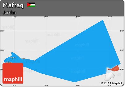 Political Simple Map of Mafraq, single color outside