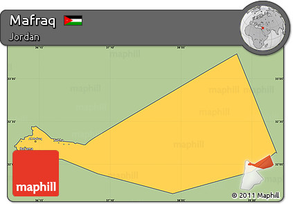 Savanna Style Simple Map of Mafraq, cropped outside