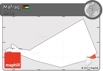 Silver Style Simple Map of Mafraq, cropped outside