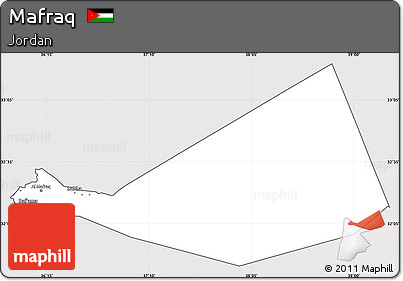 Silver Style Simple Map of Mafraq, cropped outside