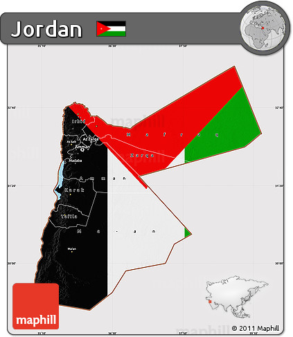 Flag Map of Jordan, flag rotated