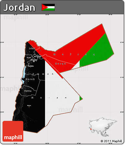 Flag Map of Jordan, flag rotated