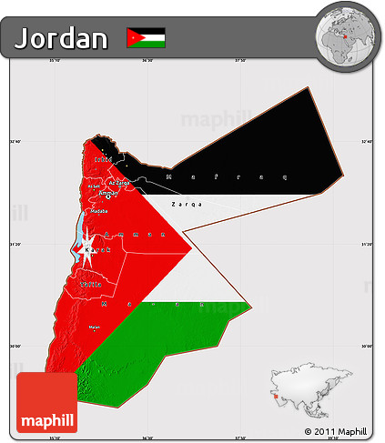 Flag Map of Jordan