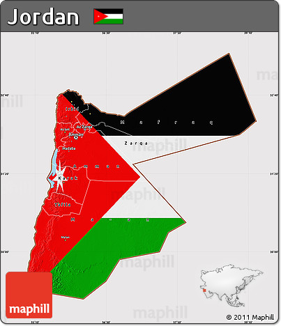 Flag Map of Jordan