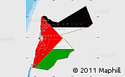 Flag Map of Jordan, single color outside, bathymetry sea, shaded relief sea