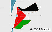 Flag Map of Jordan, single color outside, satellite sea