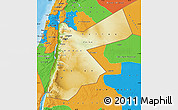 Physical Map of Jordan, political outside
